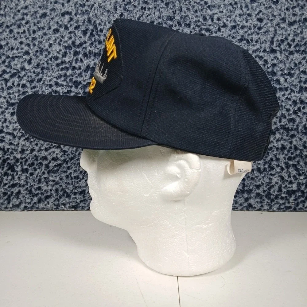 Vintage USS Flint AE-32 Navy Blue Snapback Hat Military Made in USA